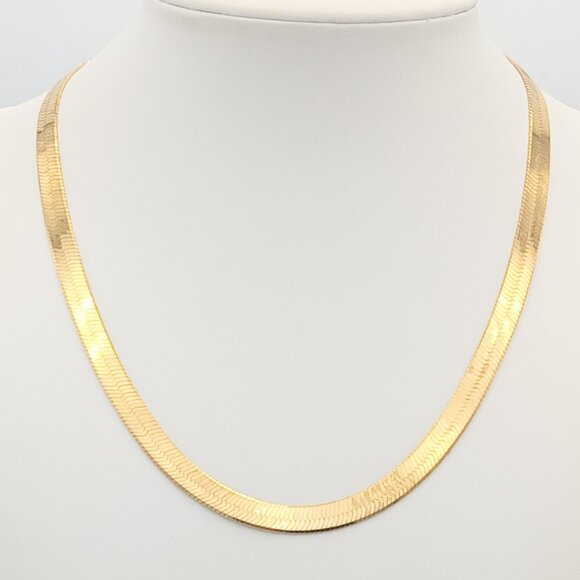 Vintage Jewelry - Vintage Italian Sterling Silver Gold Vermeil Herringbone Necklace